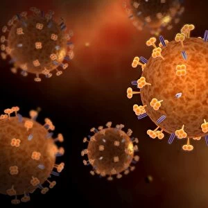 Conceptual image of influenza causing flu virus