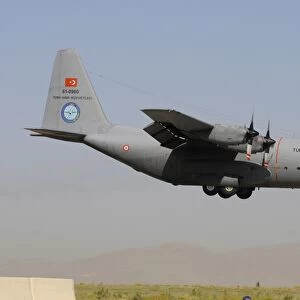 A Turkish Air Force C-130 Hercules landing at Konya Air Base, Turkey