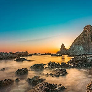 Beach Sunset Rocks Stones