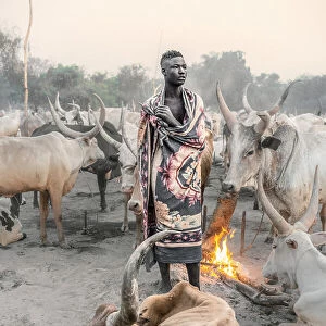 Mundari herder at dawn