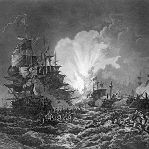 The Battle of the Nile, Egypt, 1 August 1798 (c1857). Artist: J Rogers