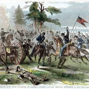 Capture of Confederate guns, near Culpeper, Virginia, American Civil War, 14 September 1863