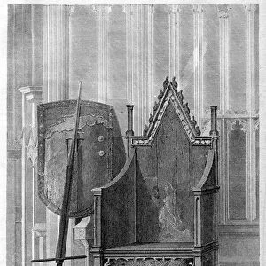 The coronation chair of the English sovereigns, Westminster Abbey, London, 1810. Artist: John Roffe