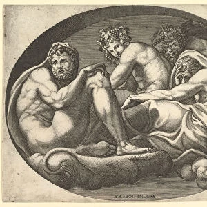 Hercules, Bacchus, Pan, and Saturn, from a series of eight compositions after Francesco P
