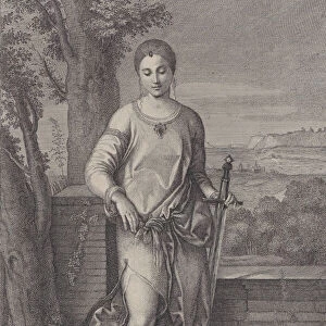 Judith standing with her foot on the head of Holofernes, ca. 1729