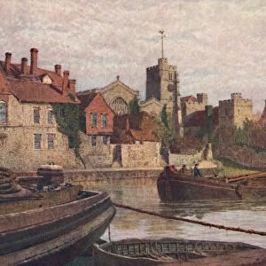 Maidstone. Back of the Ancient Palace, The Church and Old College from across the Medway, c1900. Artist: William Biscombe Gardner