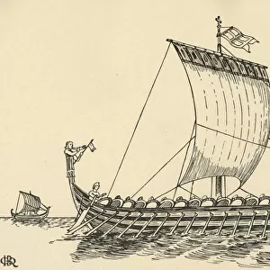 The Norman Ship (based on the Bayeux Tapestry), (1931). Artist: Charles Henry Bourne Quennell