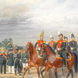 Officers from Cavalry Mounted Regiment. Artist: Piratsky, Karl Karlovich (1813-1889)