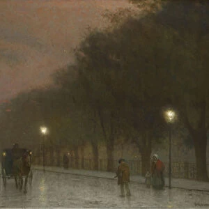 Prague at dusk, c. 1910. Artist: Schikaneder, Jakub (1855-1924)