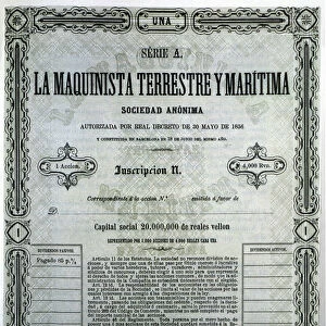Reproduction of a share of the company Maquinista Terrestre y Maritima, S. A