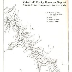 Detail of Rocky Maze on Map of Route from Karaman to Kiz Kale, c1915