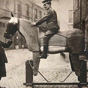 Training cavalrymen and artillerymen how to ride, World War I, c1914-c1918. Artist