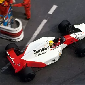 Formula One World Championship: Ayrton Senna McLaren MP4 / 7A at the Nouvelle Chicane was an unexpected winner when Nigel Mansell encountered problems