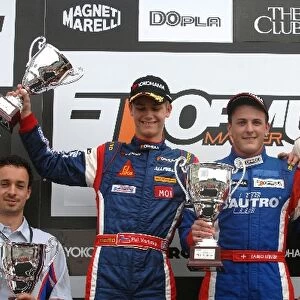 International Formula Master: Pal Varhaug Jenzer Motorsport, race winner Fabio Leimer Jenzer Motorsport and Josef Kral JD Motorsport on the podium