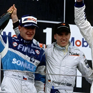 Nick Heidfeld, Tomas Enge and Davaid Saelens International F3000, Magny-Cours, France