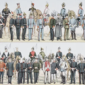 German Army And Cavalry Uniforms At The Turn Of The 20Th Century. From Enciclopedia Ilustrada Segu