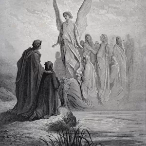Illustration For Purgatorio By Dante Alighieri Canto Ii Lines 42 And 43 By Gustave Dore 1832-1883 French Artist And Illustrator