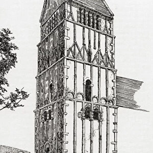 The tower of All Saints Church, Earls Barton, Northamptonshire, England. From Everday Life in Anglo-Saxon, Viking and Norman Times, published 1926