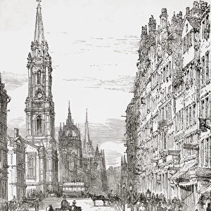 View of High Street, The Royal Mile, The Old Town, Edinburgh, Scotland, 19th century. From Picturesque Scotland Its Romantic Scenes and Historical Associations, published c. 1890