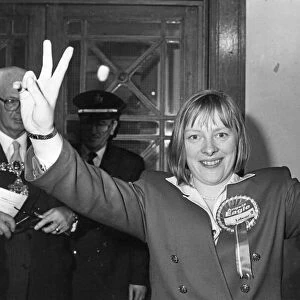 Angela Eagle celebrates her victory to become MP for Wallasey, Merseyside