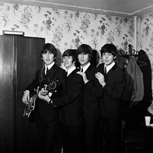 The Beatles in their dressing room of the De Monfort Hall