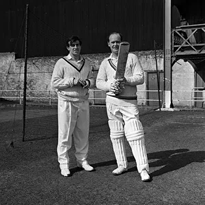 Brian Close (right) and Fred Trueman at the start of the 1964 season pose before practice