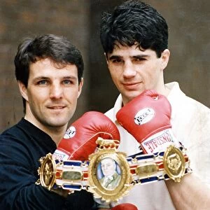 Drew Docherty boxer May 1992 and Joe Kelly with a Lonsdale belt fought at