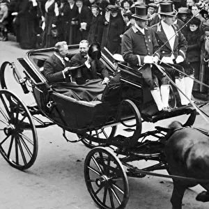 King George V seen here with Kaiser Wilhelm II en-route to Buckingham Palace during