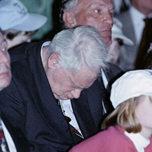 Patrick Moore pictured asleep in the audience of a conservative rally, Wembley