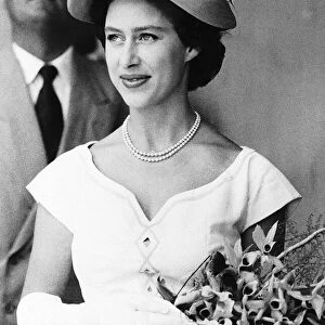 Princess Margaret during her solo tour aboard Britannia to the British colonies in
