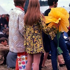 Sixties fashion 1960s Festival of the Flower Children Hippy hippies with