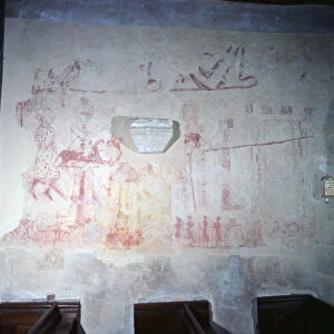 St. Nicholas Church, Pyrford, Surrey. Original frescoes uncovered during renovations