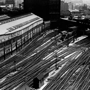 The tracks leading to Paddington Station deserted due to a strike by railway men