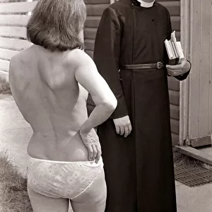 Vicar visits Nudist Camp - August 1969 Rev Peter Parkinson who was invited to take