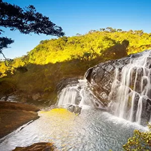 Sri Lanka - landscape with waterfall in the Horton Plain National Park, Baker waterfall, Sri Lanka