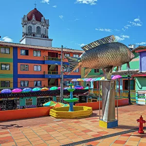Colombia, Colorful facades in Guatape Town near Medellin