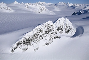Mountains Prints: Aerial view of Kenai National Park in winter, Alaska