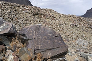 Ancient Petroglyphs in the high Altai near Bayan-Ulgii in western Mongolia perhaps
