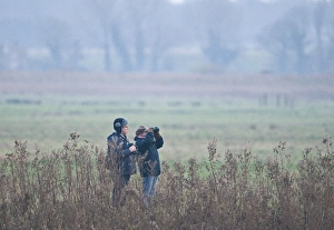 Bird watching from track at Buckenham Marshes RSPB Reserve in the Yare Valley Norfolk Bird watching from track at Buckenham Marshes RSPB Reserve in the Yare Valley Norfolk