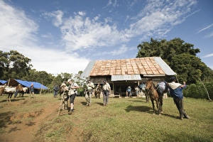 Birding group leaving lodge at Mt Kitanglad Mindanao Philippines Birding group leaving lodge at Mt Kitanglad Mindanao Philippines
