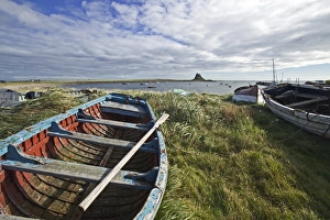 Landscape Prints: Boats & Lindisfarne Castle, Northumberland, UK