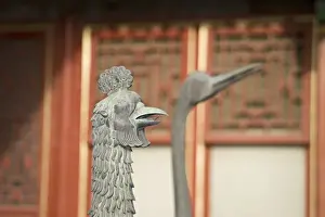 China Prints: Bronze Phoenix and Crane in courtyard within Imperial Palace (Forbidden City) Beijing