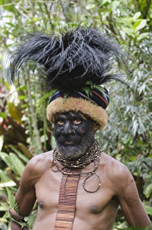 Clan chief at Paiya in Western Highlands with Cassowary head dress Papua New Guinea Clan chief at Paiya in Western Highlands with Cassowary head dress Papua New Guinea