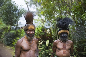 Clan chiefs at Paiya in Western Highlands Papua New Guinea Note Cassowary feather Clan chiefs at Paiya in Western Highlands Papua New Guinea Note Cassowary feather