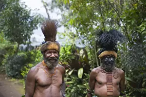 Pacific Prints: Clan chiefs at Paiya in Western Highlands Papua New Guinea Note Cassowary feather