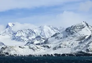 Landscape Prints: Coastal mountains and glacier close to St Andrews Bay South Georgia November