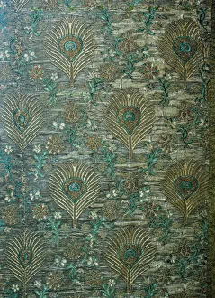 Dress fabric with peacock feather design dating to around 1600 and made in Italy Dress fabric with peacock feather design dating to around 1600 and made in Italy