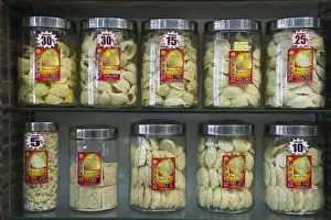 Asia Prints: Edible Swiflet nests on sale in medicine shop in Singapore for making birds nest soup