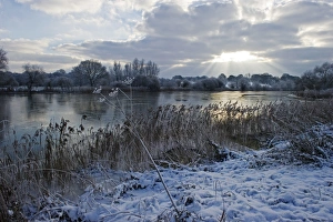 Frozen River Yare at Ferry Lane Wood near Postwick Norfolk December