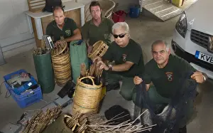 Cyprus Prints: Game Fund anti trapping team with seized trapping equipment including limesticks